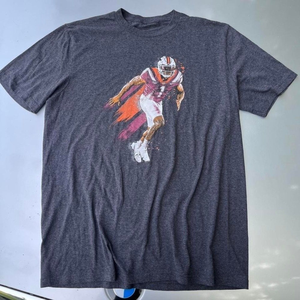Grey and orange Virginia Tech Hokies football graphic tee